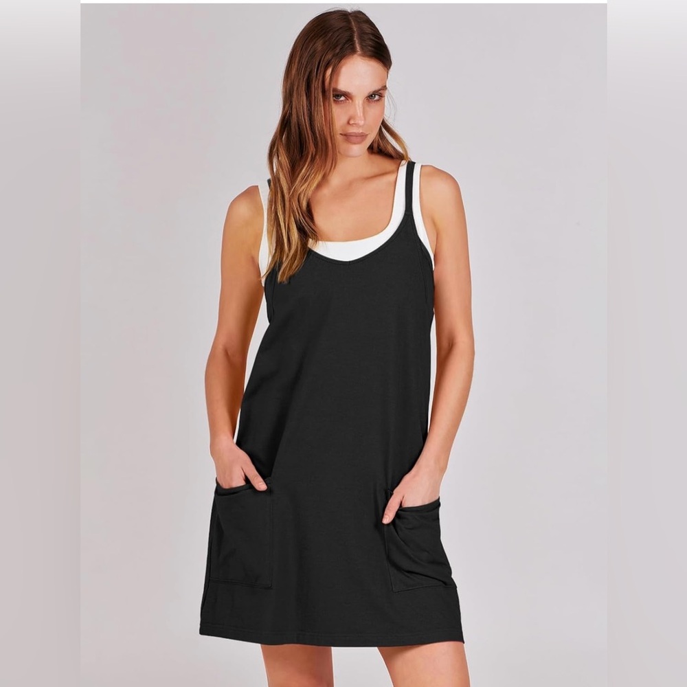 ANRABESS Women Athletic Tennis Workout Mini Romper / Built in Shorts - Size L